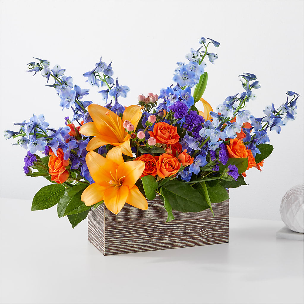 Radiant Citrus Box Bouquet – BLOOMERS FLOWER & ASHLEY JO ANTIQUES, Corry PA