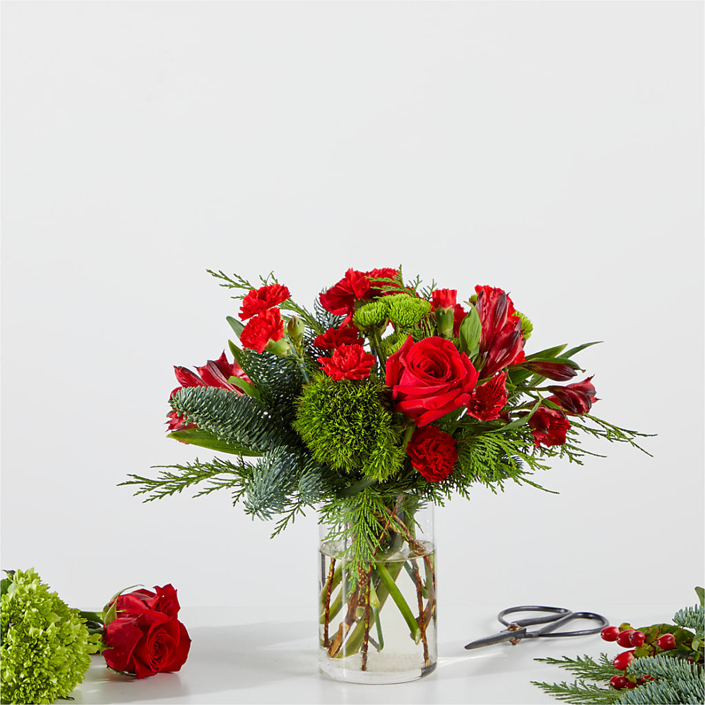 Merry Moment Bouquet – A Florist Original – BLOOMERS FLOWER & ASHLEY JO ANTIQUES, Corry PA
