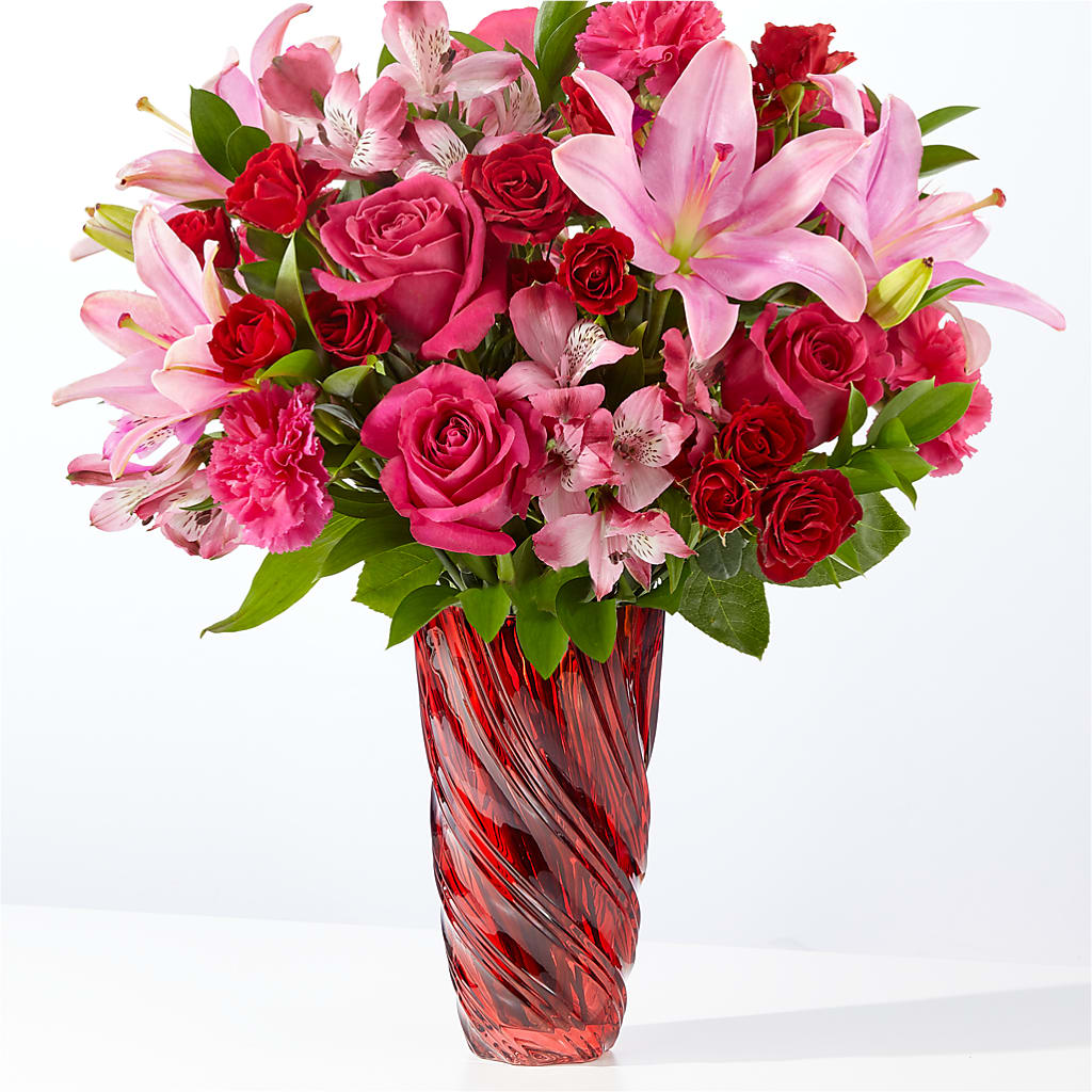 In Love Bouquet with Luxe Swirl Vase – BLOOMERS FLOWER & ASHLEY JO ANTIQUES, Corry PA