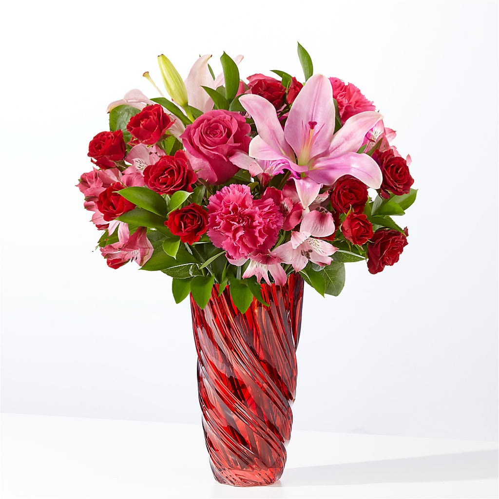 In Love Bouquet with Luxe Swirl Vase – BLOOMERS FLOWER & ASHLEY JO ANTIQUES, Corry PA