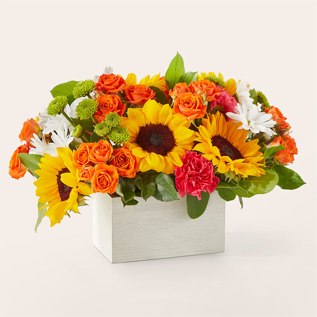Sun-drenched Blooms Box Bouquet – BLOOMERS FLOWER & ASHLEY JO ANTIQUES, Corry PA