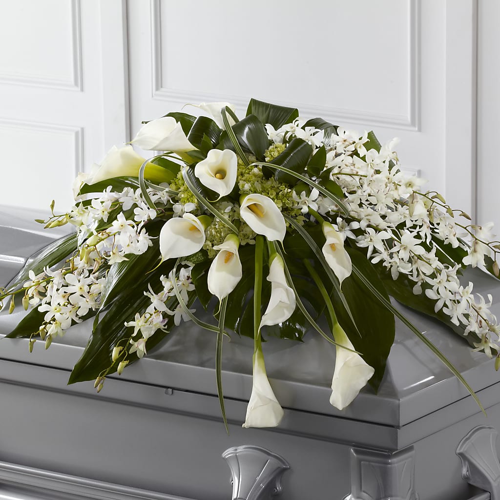 Angel Wings Casket Spray – BLOOMERS FLOWER & ASHLEY JO ANTIQUES, Corry PA