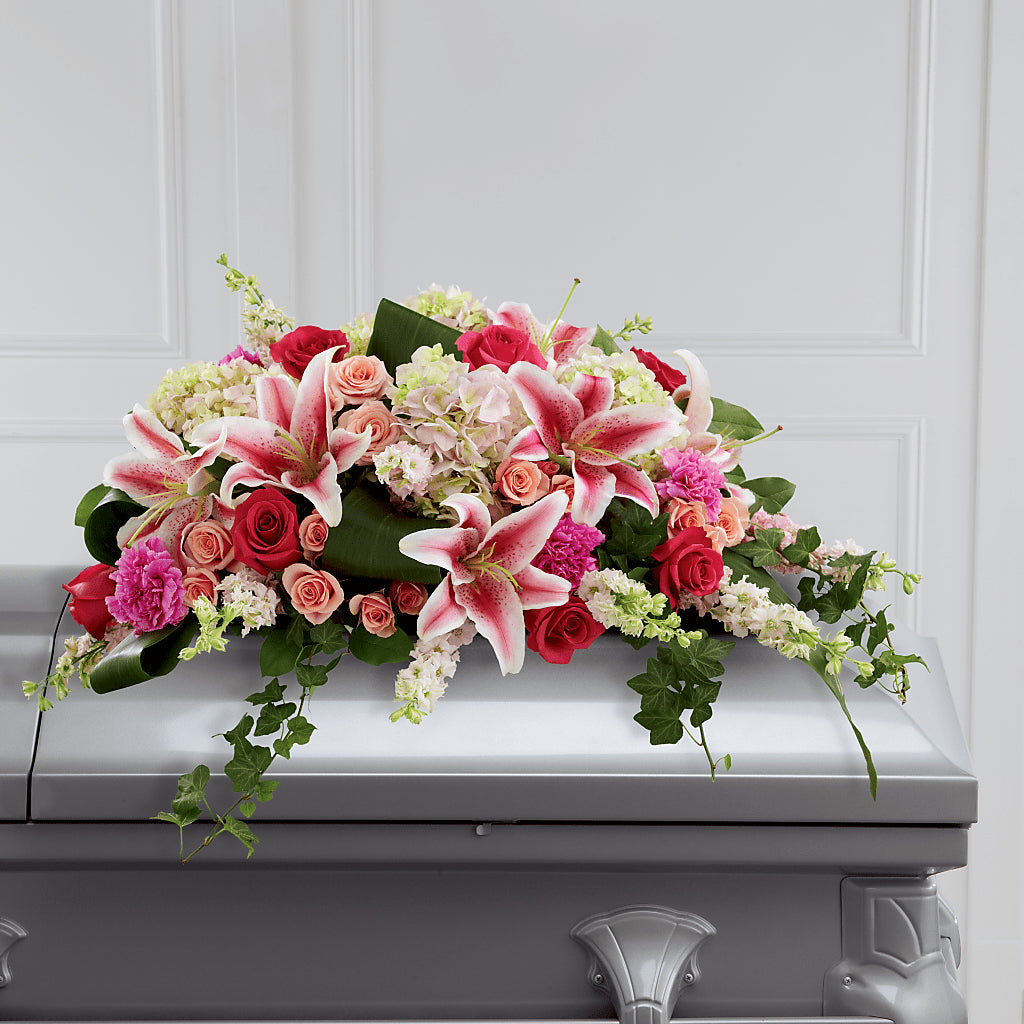 Splendid Grace Casket Spray – BLOOMERS FLOWER & ASHLEY JO ANTIQUES, Corry PA