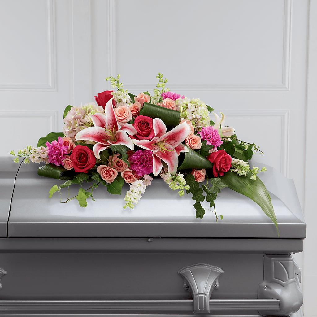 Splendid Grace Casket Spray – BLOOMERS FLOWER & ASHLEY JO ANTIQUES, Corry PA