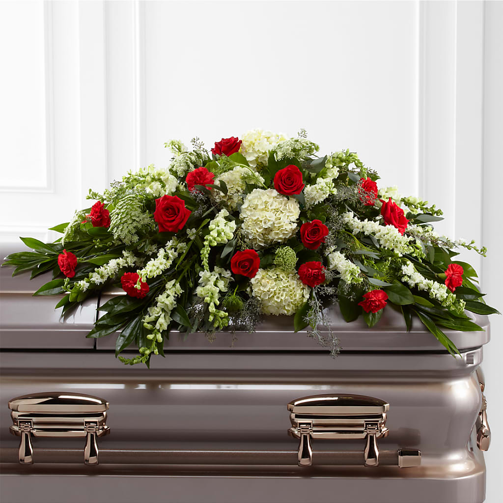 Sincerity Casket Spray – BLOOMERS FLOWER & ASHLEY JO ANTIQUES, Corry PA
