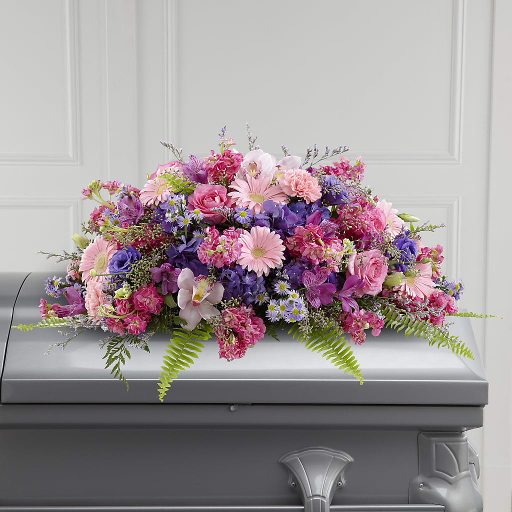 Glorious Garden Casket Spray – BLOOMERS FLOWER & ASHLEY JO ANTIQUES, Corry PA