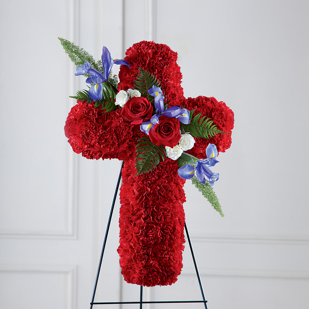 Faithful Hero Floral Cross – BLOOMERS FLOWER & ASHLEY JO ANTIQUES, Corry PA