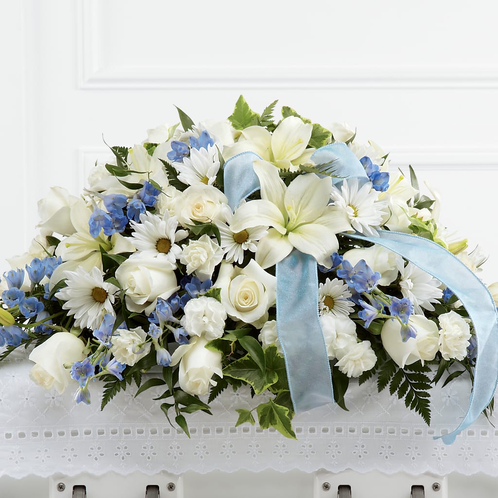 Tender Treasure Casket Spray – BLOOMERS FLOWER & ASHLEY JO ANTIQUES, Corry PA