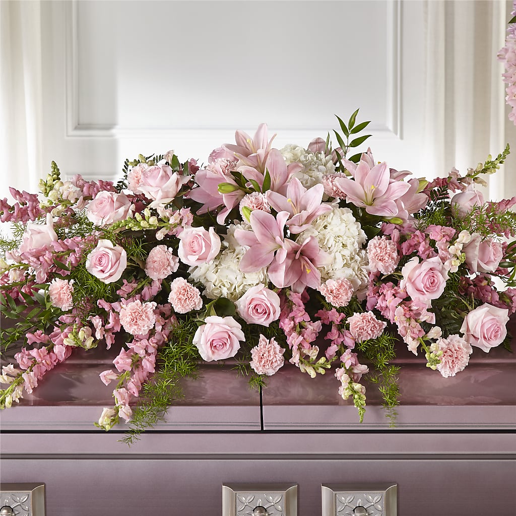 Life & Remembrance Casket Spray – BLOOMERS FLOWER & ASHLEY JO ANTIQUES, Corry PA