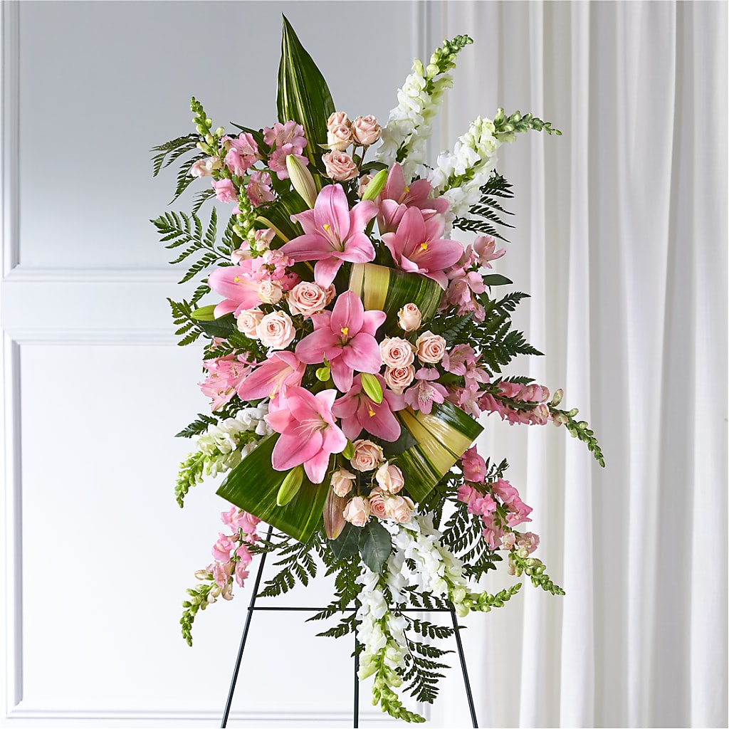 Elegant Embrace Standing Spray – BLOOMERS FLOWER & ASHLEY JO ANTIQUES, Corry PA