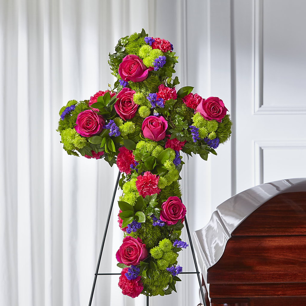 Tribute Rose Floral Cross – BLOOMERS FLOWER & ASHLEY JO ANTIQUES, Corry PA