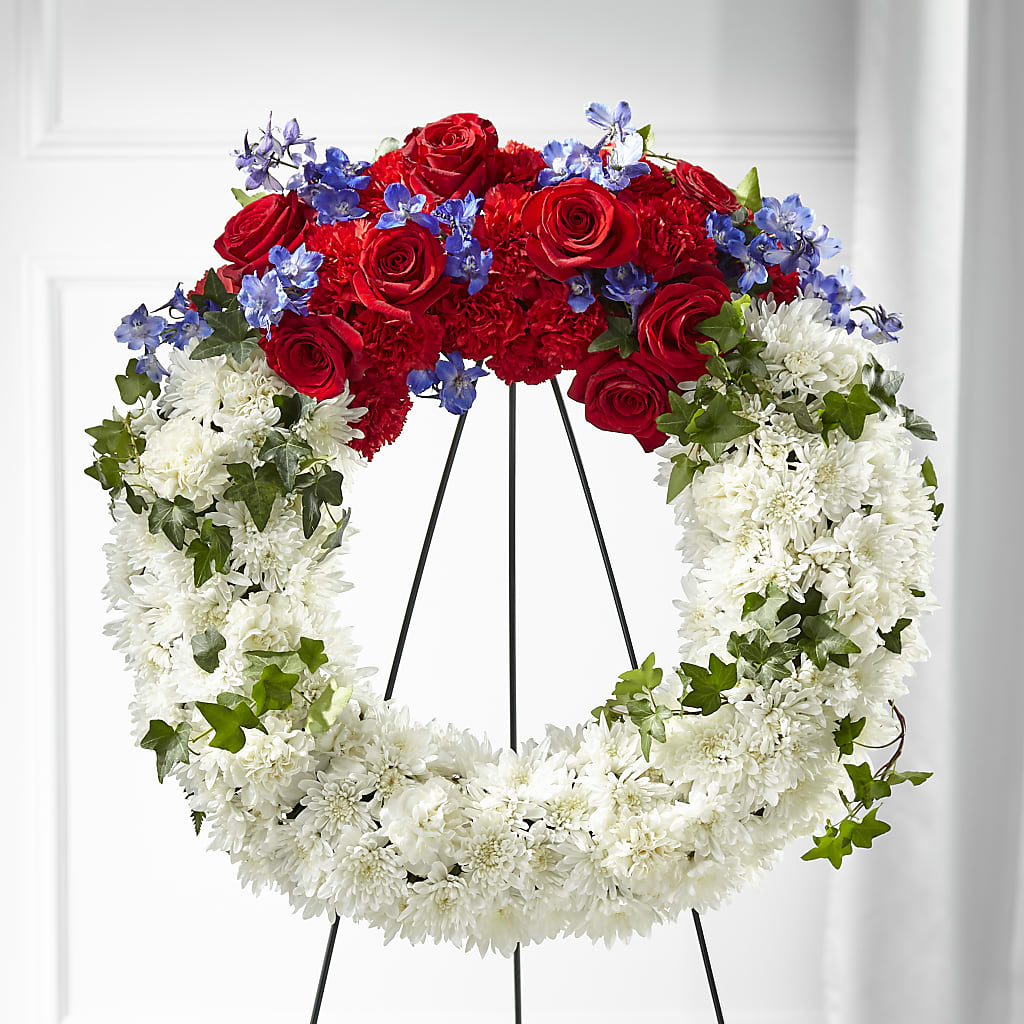 Patriotic Passion Wreath – BLOOMERS FLOWER & ASHLEY JO ANTIQUES, Corry PA