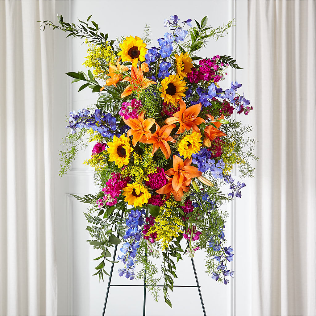 Sunlit Memories Standing Spray (Standard) – BLOOMERS FLOWER & ASHLEY JO ANTIQUES, Corry PA
