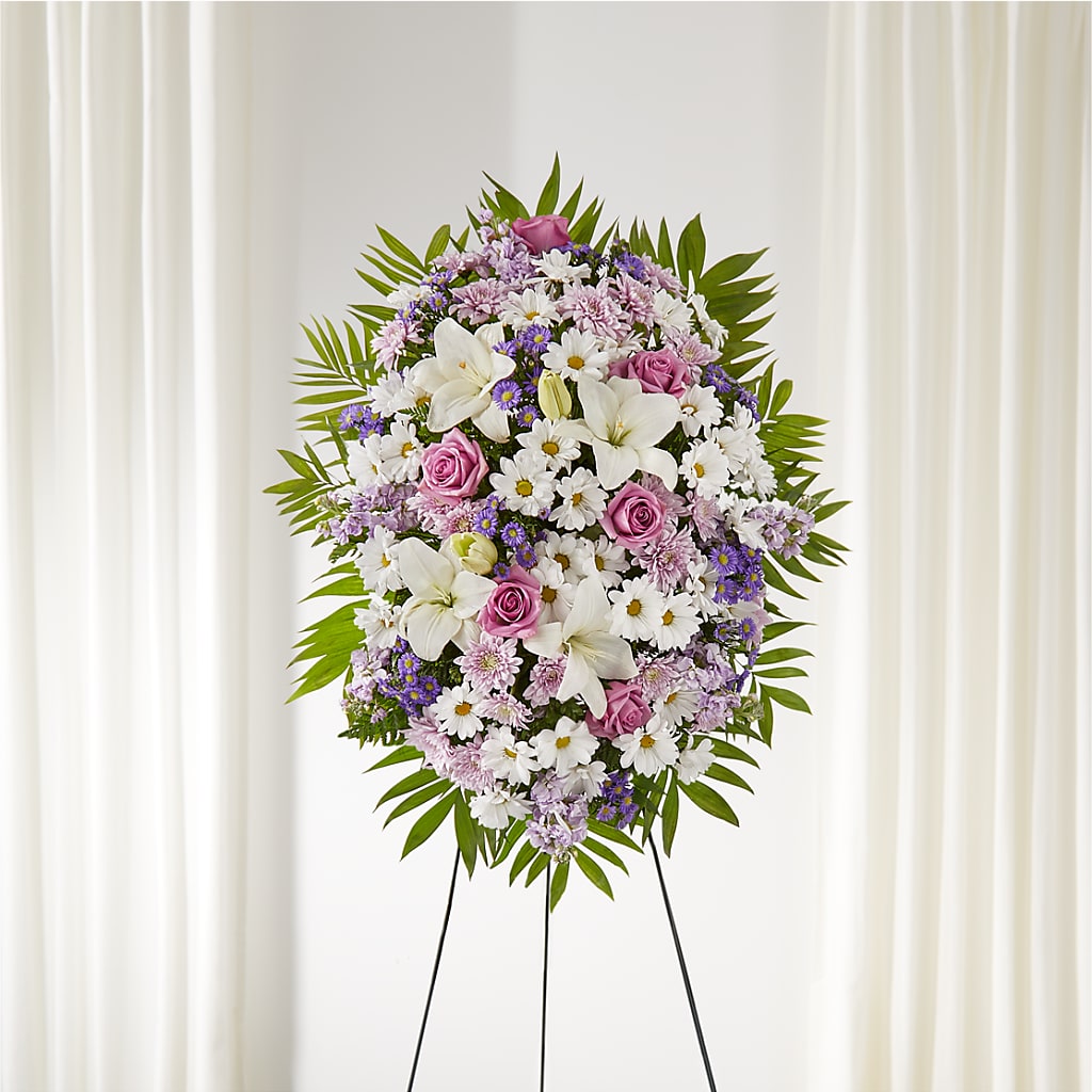 Surrounded by Love Standing Spray – BLOOMERS FLOWER & ASHLEY JO ANTIQUES, Corry PA
