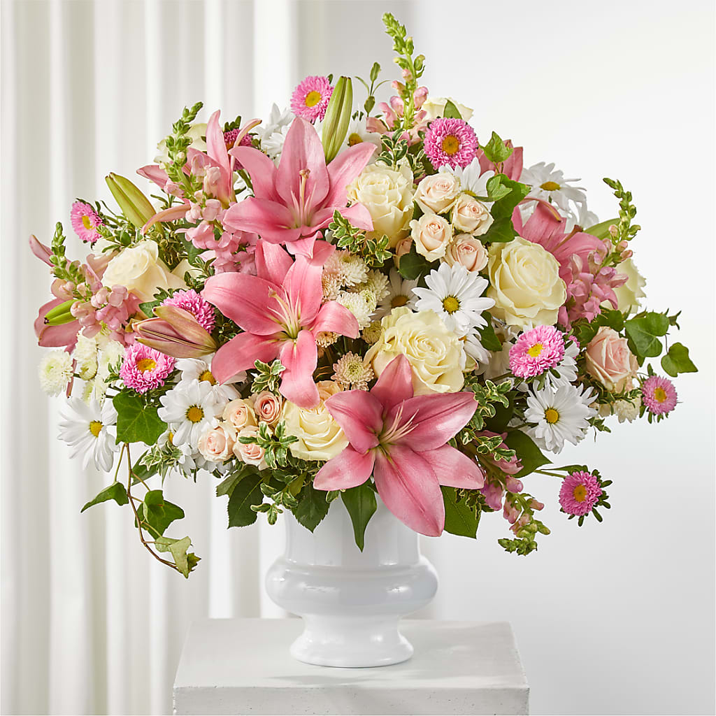 Empathetic Blooms Urn Arrangement – BLOOMERS FLOWER & ASHLEY JO ANTIQUES, Corry PA
