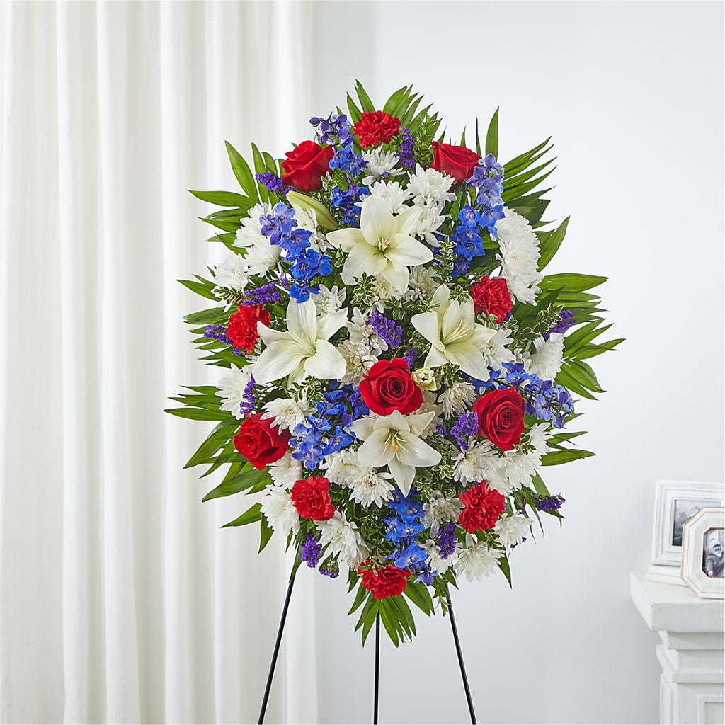 Cherished Service Standing Spray – BLOOMERS FLOWER & ASHLEY JO ANTIQUES, Corry PA