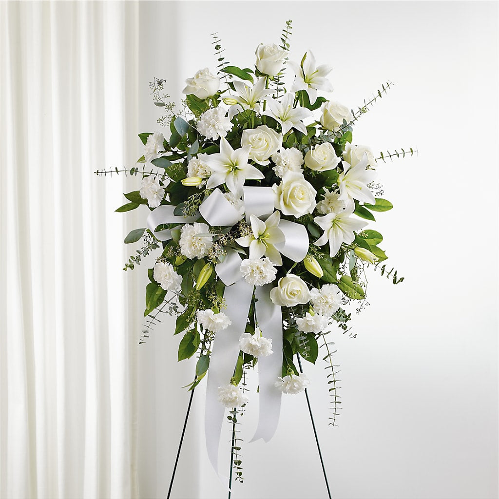 With Care Standing Spray – BLOOMERS FLOWER & ASHLEY JO ANTIQUES, Corry PA