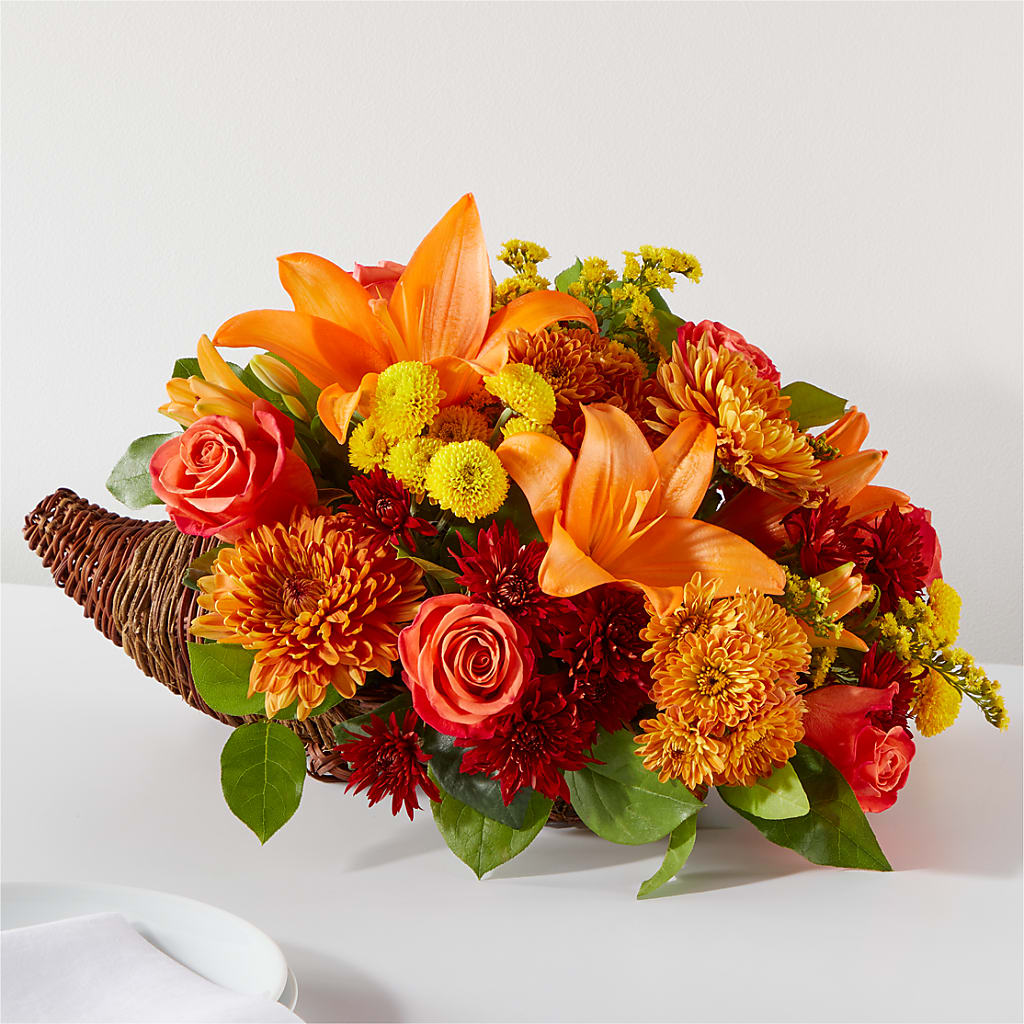 Bouquet of Blessings Cornucopia – BLOOMERS FLOWER & ASHLEY JO ANTIQUES, Corry PA