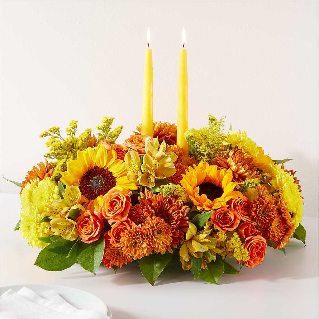 Autumn Harmony Centerpiece – BLOOMERS FLOWER & ASHLEY JO ANTIQUES, Corry PA