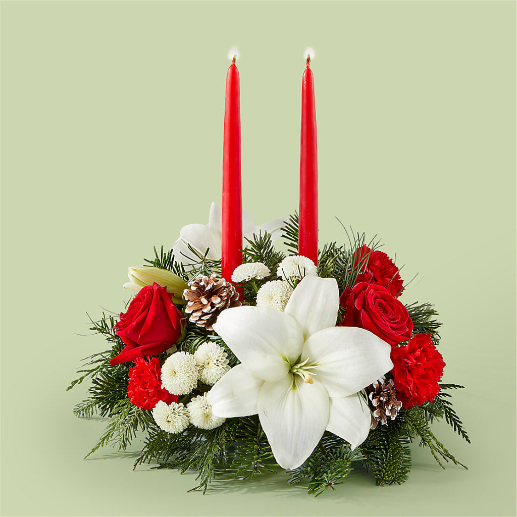 Seasonal Festivities Centerpiece – BLOOMERS FLOWER & ASHLEY JO ANTIQUES, Corry PA