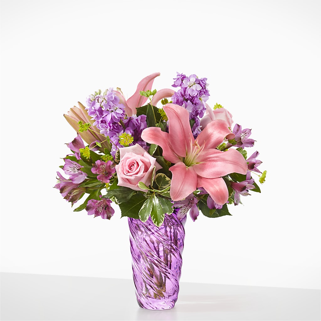 Precious Petals Bouquet with Luxe Swirl Vase – BLOOMERS FLOWER & ASHLEY JO ANTIQUES, Corry PA