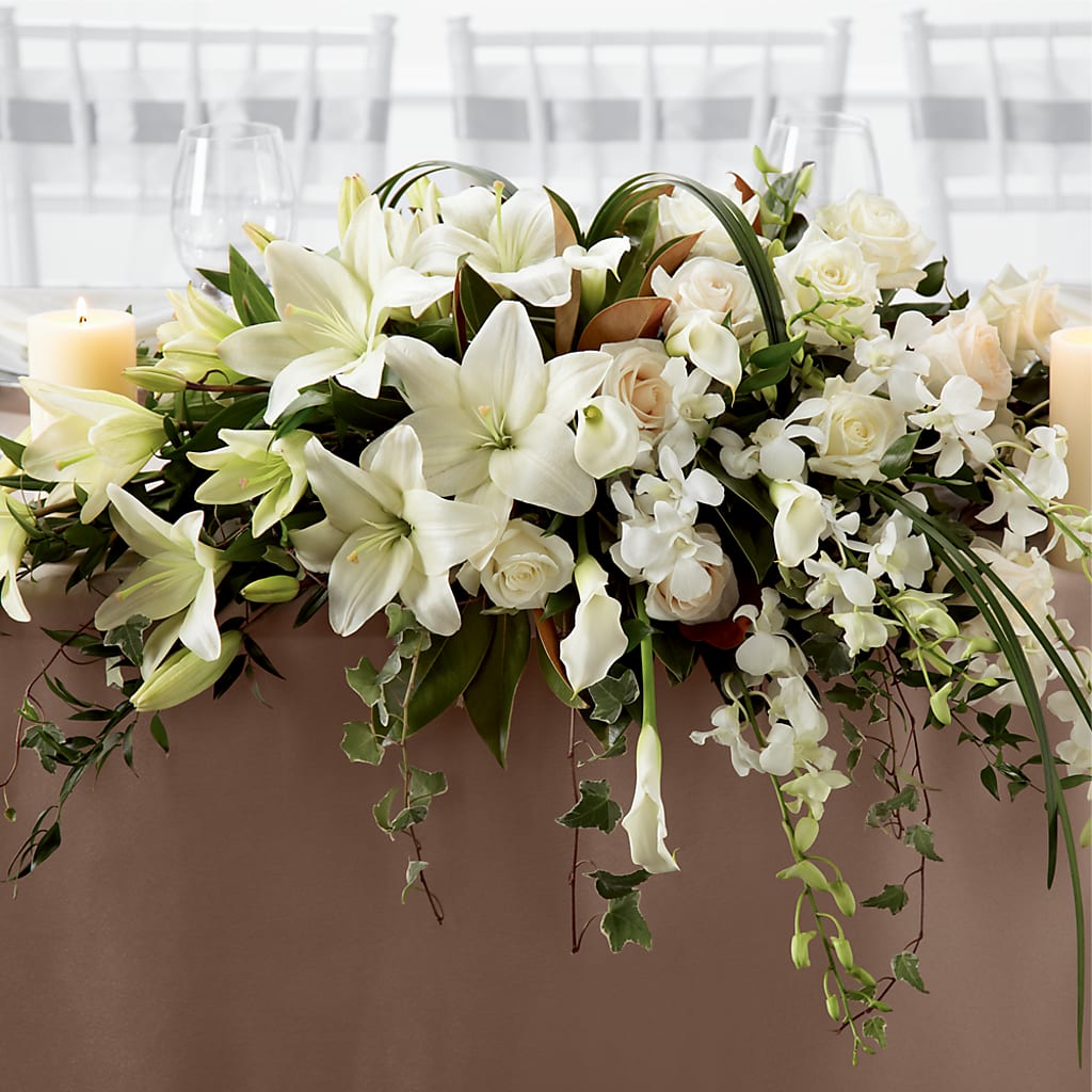 White Linen Arrangement – BLOOMERS FLOWER & ASHLEY JO ANTIQUES, Corry PA