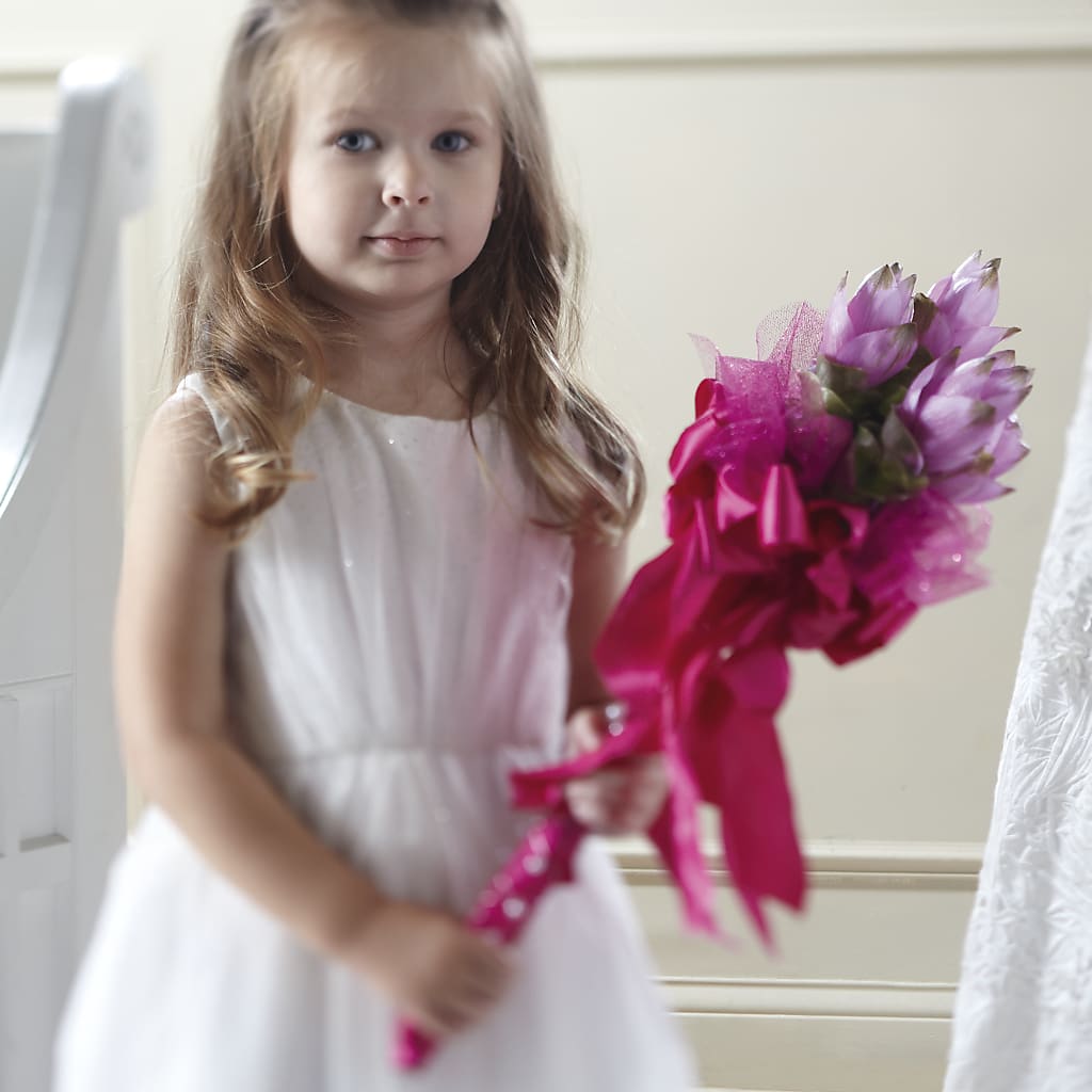 Sparkle Pink Flower Girl Bouquet – BLOOMERS FLOWER & ASHLEY JO ANTIQUES, Corry PA