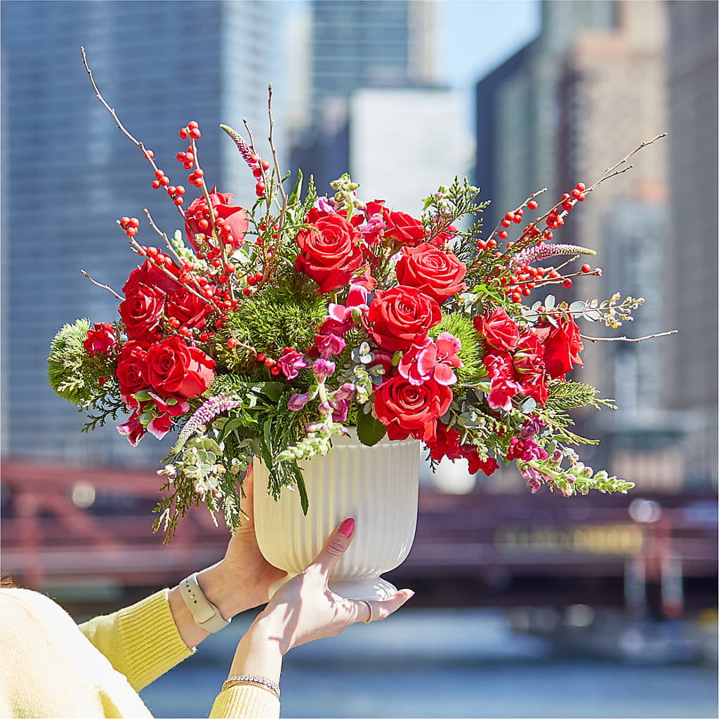Big Red Bow Bouquet – BLOOMERS FLOWER & ASHLEY JO ANTIQUES, Corry PA