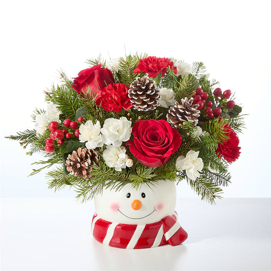 Jolly Snowman Bouquet – BLOOMERS FLOWER & ASHLEY JO ANTIQUES, Corry PA