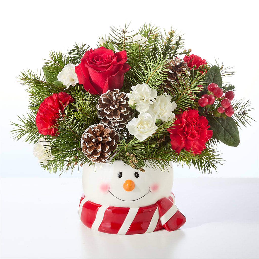 Jolly Snowman Bouquet – BLOOMERS FLOWER & ASHLEY JO ANTIQUES, Corry PA