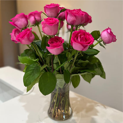 Long Stem Pink Rose Bouquet – BLOOMERS FLOWER & ASHLEY JO ANTIQUES, Corry PA