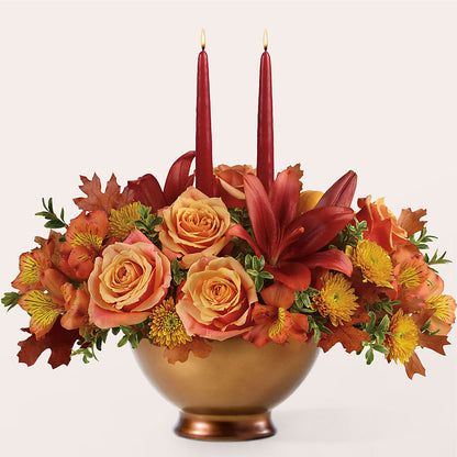 Harvest Table Centerpiece – BLOOMERS FLOWER & ASHLEY JO ANTIQUES, Corry PA