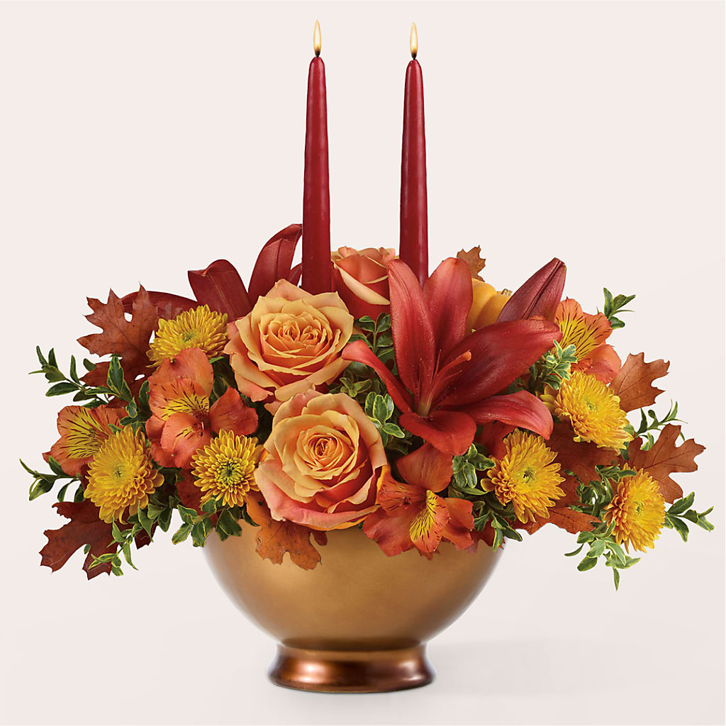 Harvest Table Centerpiece – BLOOMERS FLOWER & ASHLEY JO ANTIQUES, Corry PA