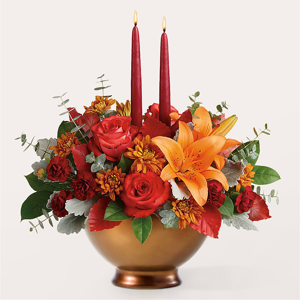 Fruits of Fall Centerpiece – BLOOMERS FLOWER & ASHLEY JO ANTIQUES, Corry PA