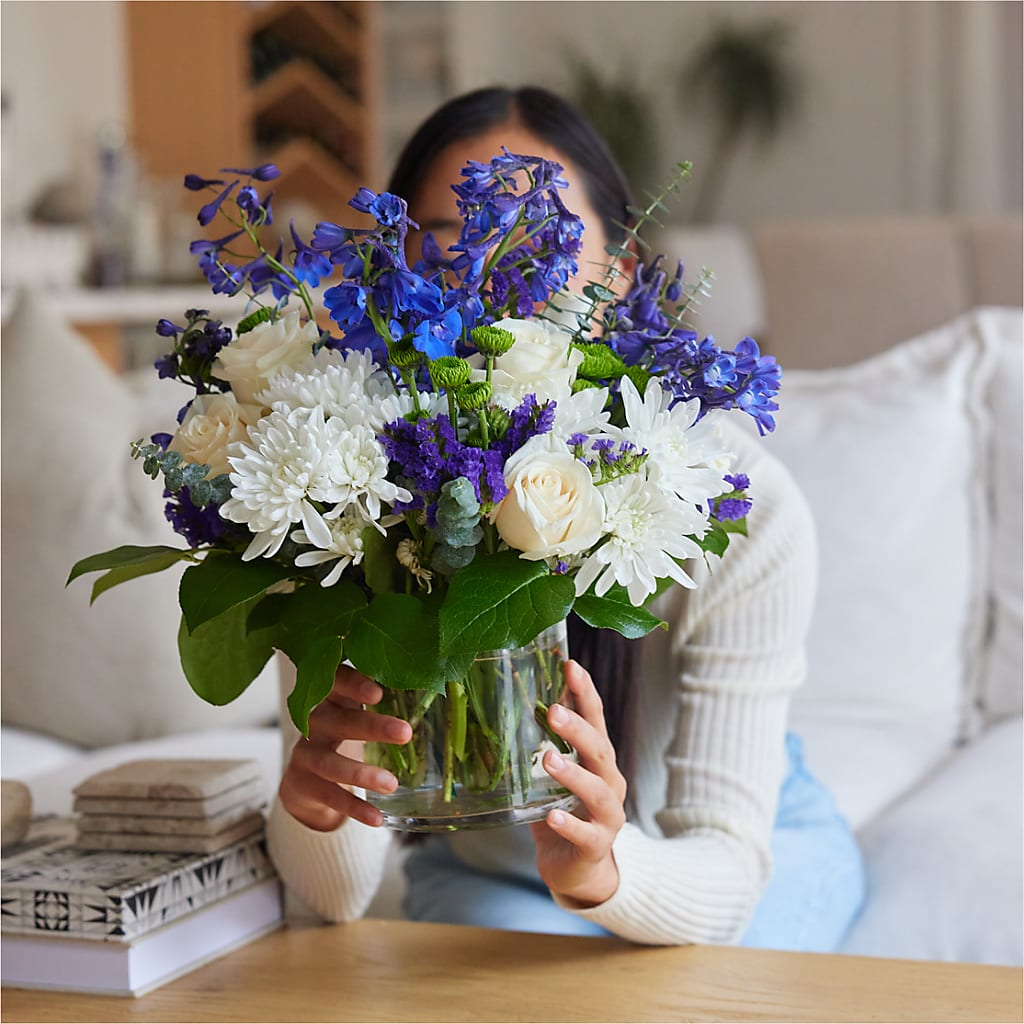 Cerulean Waves Bouquet – BLOOMERS FLOWER & ASHLEY JO ANTIQUES, Corry PA