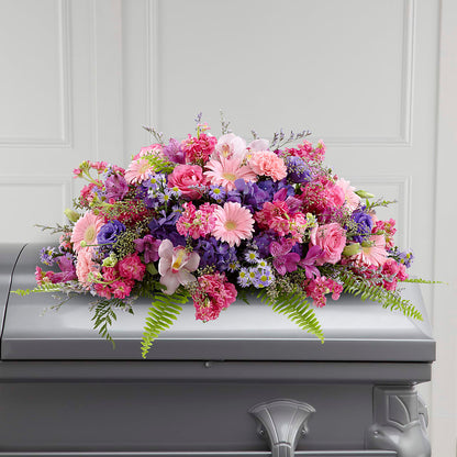 Glorious Garden Casket Spray – BLOOMERS FLOWER & ASHLEY JO ANTIQUES, Corry PA