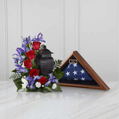 Patriotic Tribute Arrangement – BLOOMERS FLOWER & ASHLEY JO ANTIQUES, Corry PA