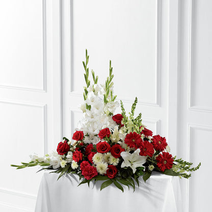 Crimson & White Arrangement – BLOOMERS FLOWER & ASHLEY JO ANTIQUES, Corry PA
