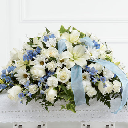 Tender Treasure Casket Spray – BLOOMERS FLOWER & ASHLEY JO ANTIQUES, Corry PA
