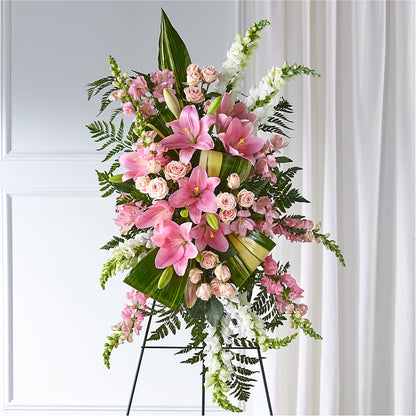 Elegant Embrace Standing Spray – BLOOMERS FLOWER & ASHLEY JO ANTIQUES, Corry PA