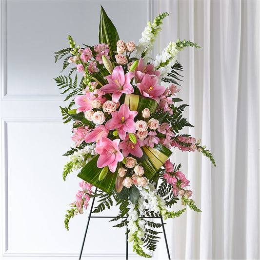 Elegant Embrace Standing Spray – BLOOMERS FLOWER & ASHLEY JO ANTIQUES, Corry PA