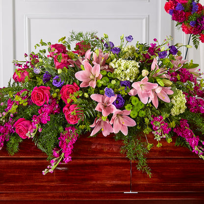 Radiant Tribute Casket Spray – BLOOMERS FLOWER & ASHLEY JO ANTIQUES, Corry PA