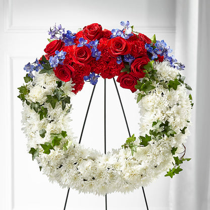 Patriotic Passion Wreath – BLOOMERS FLOWER & ASHLEY JO ANTIQUES, Corry PA