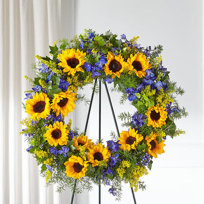 Bright Rays Wreath – BLOOMERS FLOWER & ASHLEY JO ANTIQUES, Corry PA