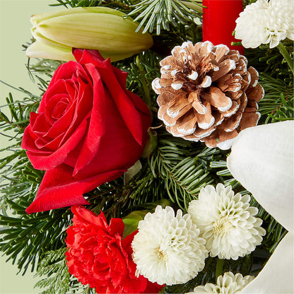 Seasonal Festivities Centerpiece – BLOOMERS FLOWER & ASHLEY JO ANTIQUES, Corry PA