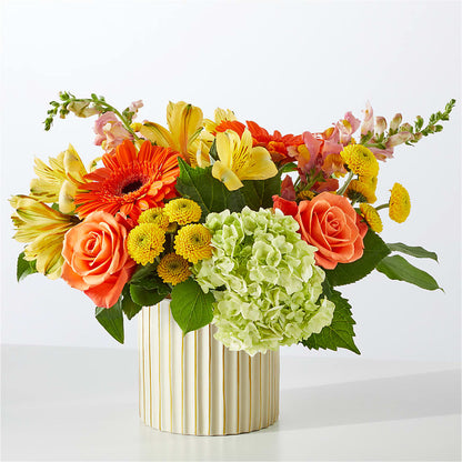 Autumn Sunshine Bouquet with Ivory Vase – BLOOMERS FLOWER & ASHLEY JO ANTIQUES, Corry PA