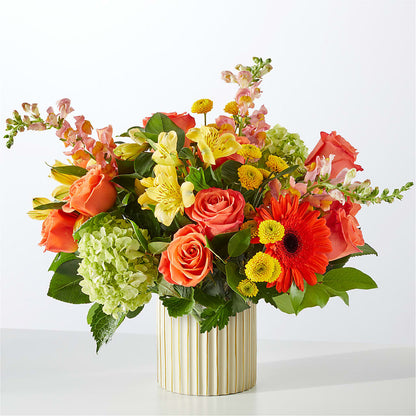 Autumn Sunshine Bouquet with Ivory Vase – BLOOMERS FLOWER & ASHLEY JO ANTIQUES, Corry PA