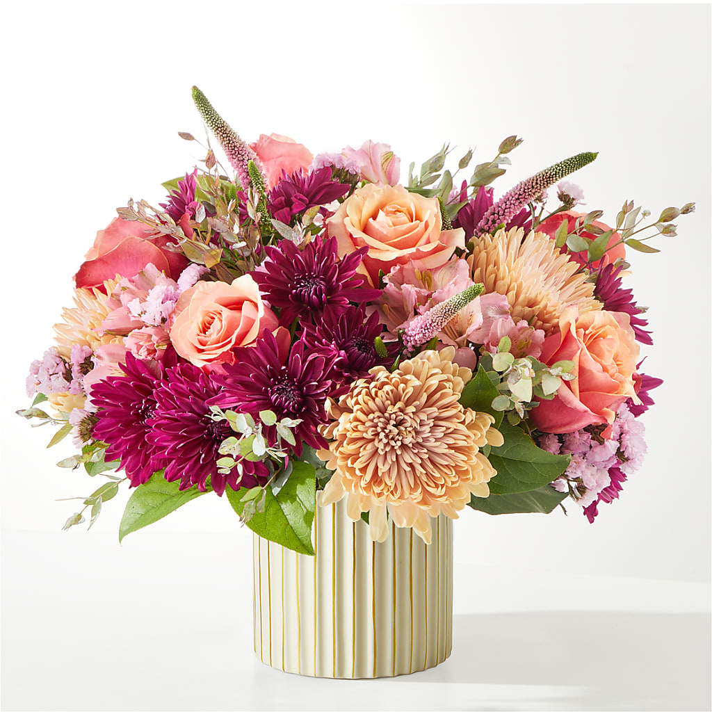 Berry Cobbler Bouquet with Ivory Vase – BLOOMERS FLOWER & ASHLEY JO ANTIQUES, Corry PA
