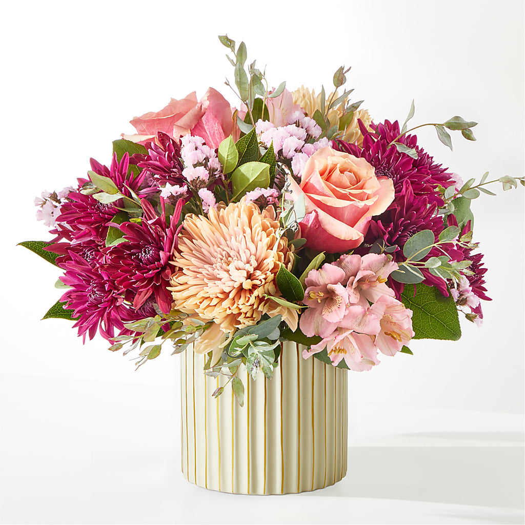 Berry Cobbler Bouquet with Ivory Vase – BLOOMERS FLOWER & ASHLEY JO ANTIQUES, Corry PA