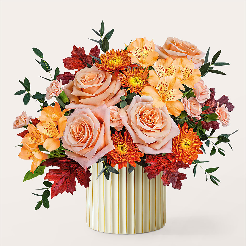 Spiced Latte Bouquet with Ivory Vase – BLOOMERS FLOWER & ASHLEY JO ANTIQUES, Corry PA